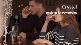  Presentation with alcoholism - Presentation design consisting of drinking in bar alcoholism problem background and a tawny brown colored foreground