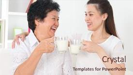  Presentation with senior asian - Beautiful presentation design featuring drinking milk asian family drinking backdrop and a lemonade colored foreground