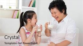  Presentation with generations - Amazing slides having drinking milk happy multi generations backdrop and a coral colored foreground