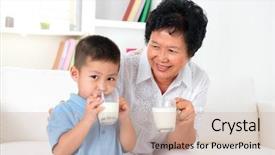  Presentation with generations - Slides with drinking milk happy multi generations background and a soft green colored foreground