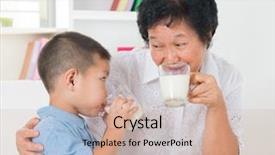  Presentation with generations - Audience pleasing presentation design consisting of drinking milk happy multi generations backdrop and a coral colored foreground