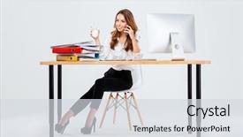  Presentation with beautiful fresh leaves water drops - PPT theme having drinking places - beautiful businesswoman sitting background and a sky blue colored foreground