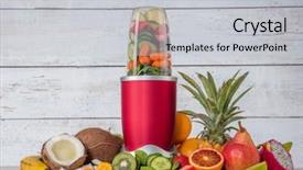  Presentation with fruit drink - Slides enhanced with drinking places - smoothie maker mixer with pieces background and a light gray colored foreground