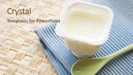  Presentation with yogurt - Theme with drinking places - yogurt with spoon background and a lemonade colored foreground