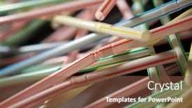  Presentation with plastic straws - Slide set featuring drinking-plastic-straws background and a tawny brown colored foreground