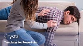  Presentation with drinking problem - Slide deck with alcohol abuse rehab - drinking problem drunk husband man background and a ocean colored foreground