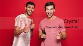  Presentation with drinking water - Theme having drinking soda water from bottle background and a red colored foreground