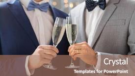  Presentation with sparkling wine - Beautiful PPT theme featuring drinking sparkling wine on wedding backdrop and a coral colored foreground
