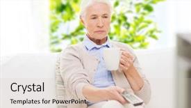  Presentation with television watching - Slide deck consisting of drinking tea and changing channel background and a lemonade colored foreground