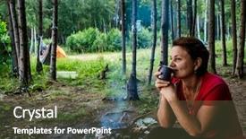  Presentation with forest fire - Audience pleasing PPT theme consisting of drinking tea by the fire backdrop and a tawny brown colored foreground