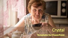  Presentation with rural home - Presentation design featuring drinking tea in his rural background and a tawny brown colored foreground