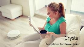  Presentation with tea - Beautiful slides featuring drinking tea while robot backdrop and a soft green colored foreground