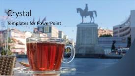  Presentation with tea samples - Audience pleasing PPT theme consisting of drinking turkish tea at ulus backdrop and a light blue colored foreground
