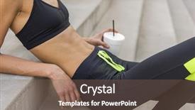  Presentation with benefits of drinking water - Audience pleasing PPT theme consisting of ab - woman recovering from workout backdrop and a violet colored foreground