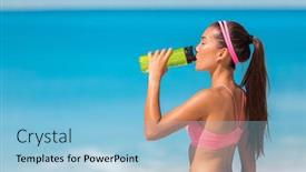  Presentation with cardio - Amazing PPT theme having drinking-water-bottle-runner-during backdrop and a light blue colored foreground