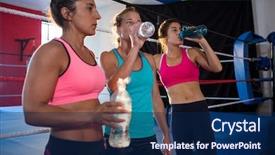  Presentation with boxing ring - Colorful presentation theme enhanced with drinking water by boxing ring backdrop and a navy blue colored foreground