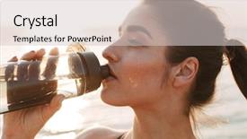  Presentation with close up of young girls - Audience pleasing PPT layouts consisting of drinking water from a bottle backdrop and a lemonade colored foreground