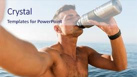  Presentation with benefits of drinking water - Presentation theme consisting of drinking water from a bottle background and a sky blue colored foreground