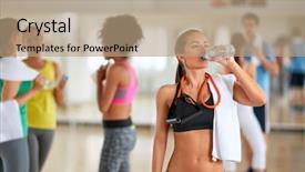  Presentation with benefits of drinking water - Amazing slides having drinking water in fitness class backdrop and a  colored foreground