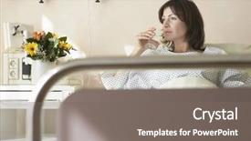  Presentation with female hospital patient - PPT theme with recovery room - female patient drinking water background and a gray colored foreground