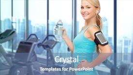  Presentation with water technology - Presentation theme consisting of drinking water over gym machines background and a ocean colored foreground