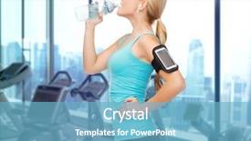  Presentation with water technology - Audience pleasing presentation consisting of drinking water over gym machines backdrop and a light blue colored foreground