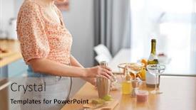  Presentation with people - Slide deck consisting of drinks-and-people-concept-close background and a coral colored foreground