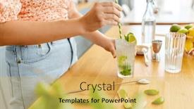  Presentation with paper making - Slides featuring drinks-and-people-concept-close background and a yellow colored foreground