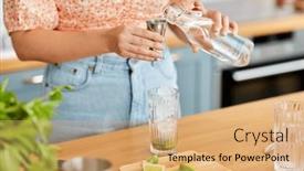  Presentation with pouring water - Presentation consisting of drinks-and-people-concept-close background and a coral colored foreground