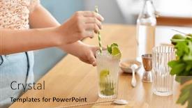  Presentation with paper making - Theme consisting of drinks-and-people-concept-close background and a coral colored foreground