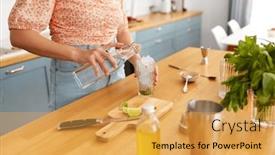  Presentation with pouring water - PPT theme enhanced with drinks-and-people-concept-close background and a yellow colored foreground