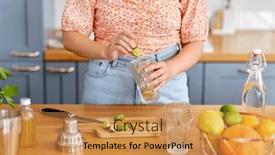  Presentation with people - PPT theme enhanced with drinks-and-people-concept-close and a gold colored foreground