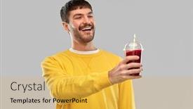  Presentation with tomato juice - Presentation design featuring drinks-and-people-concept-happy background and a yellow colored foreground