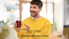  Presentation with tomato juice - Slides featuring drinks-and-people-concept-happy background and a yellow colored foreground