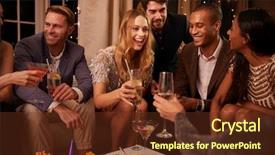  Presentation with friends eating and drinking wine - Beautiful slides featuring drinks and snacks at party backdrop and a tawny brown colored foreground