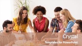  Presentation with fast food - Presentation design enhanced with drinks and snacks eating pizza background and a coral colored foreground