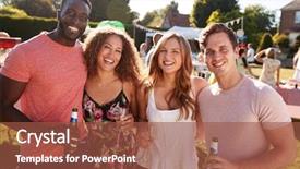  Presentation with summer drinking water - Colorful slide set enhanced with drinks at summer garden fete backdrop and a red colored foreground