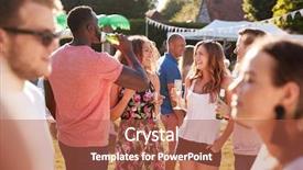  Presentation with friends - Slide deck having drinks at summer garden fete background and a red colored foreground