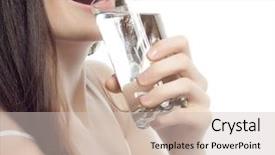  Presentation with drinking water - PPT layouts with drinks beverages - portrait of attractive caucasian smiling background and a soft green colored foreground