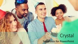  Presentation with team party - Theme having drinks celebrating colleague 21st birthday background and a seafoam green colored foreground