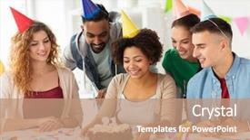  Presentation with team party - Presentation theme featuring drinks celebrating colleague 21st birthday background and a coral colored foreground