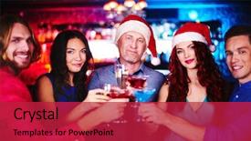  Presentation with company anniversary poster - Theme with drinks cheering up during party background and a  colored foreground