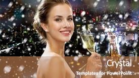  Presentation with sparkling wine - PPT theme with drinks christmas holidays and people background and a  colored foreground