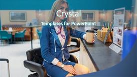  Presentation with cafe - Amazing PPT theme having drinks coffee in airport cafe backdrop and a ocean colored foreground