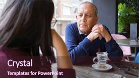  Presentation with restaurant - Amazing slides having drinks companies - senior man having a conversation backdrop and a wine colored foreground