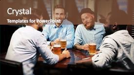  Presentation with virile young men - Slide set having drinks companies - young men drinking beer background and a tawny brown colored foreground