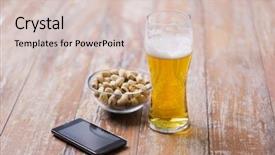  Presentation with child drinking water from glass - Theme featuring drinks concept - glass of draught background and a lemonade colored foreground