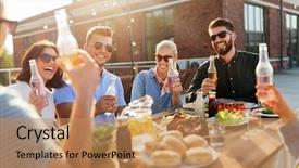  Presentation with people - Presentation theme enhanced with beer cocktail - leisure and people concept background and a coral colored foreground