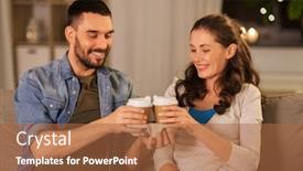  Presentation with takeaway coffee - Slide deck enhanced with drinks-leisure-and-people-concept background and a red colored foreground