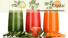  Presentation with juices - Colorful theme enhanced with drinks nature - fresh vegetable juices isolated backdrop and a soft green colored foreground